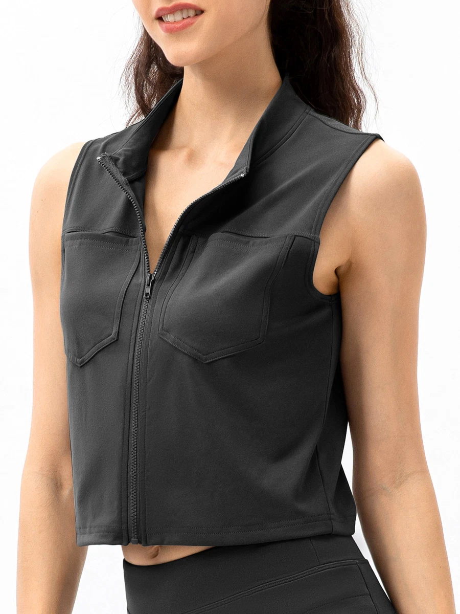 Women Sports Vest Zip up Sleeveless Casual Vests P1Q1 eBay