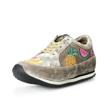 Charlotte Olympia Girls "INCY WORK IT!FRUIT SALAD" Velvet Leather Sneakers Shoes