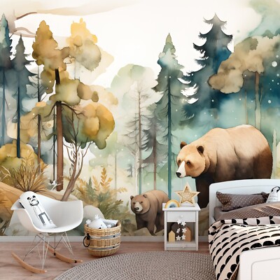 Animals wallpaper mural for kids baby bedroom 3.12x2.19m Wall Decor Bears