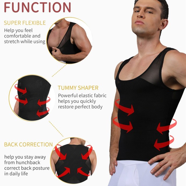 Men Chest Compression Shirt to Hide Moobs Slimming X Vest Shaper eBay