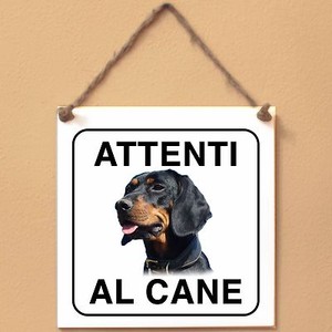 Segugio Austriaco Nero Focato 1 Attenti Al Cane Targa Piastrella Cartello Ebay