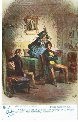 Vintage c1920 Tuck Oilette David Copperfield litho postcard Dickens Land #6047 5