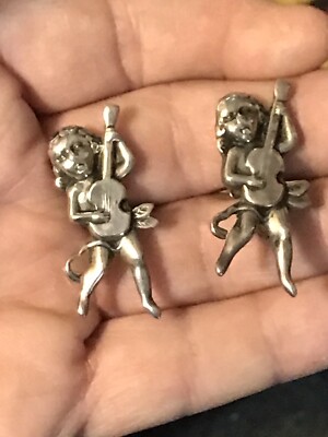 Margo De Taxco Sterling Silver Rare Early Cherub Screwback Earrings #5168
