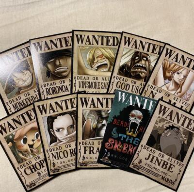 ONE PIECE WANTED Poster Luffy Zoro Sanji etc 10 set Anime Manga