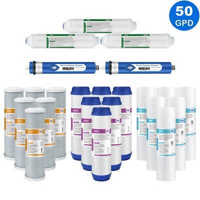 5 Stage 50 GPD RO Reverse Osmosis System Water Filter 1/2/3 Year Replacement Set