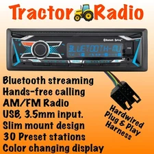 Plug & Play  Case IH Tractor Radio AM FM Bluetooth Streaming Color Display USB