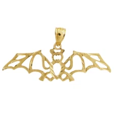 New 14k Yellow Gold Bat Pendant 