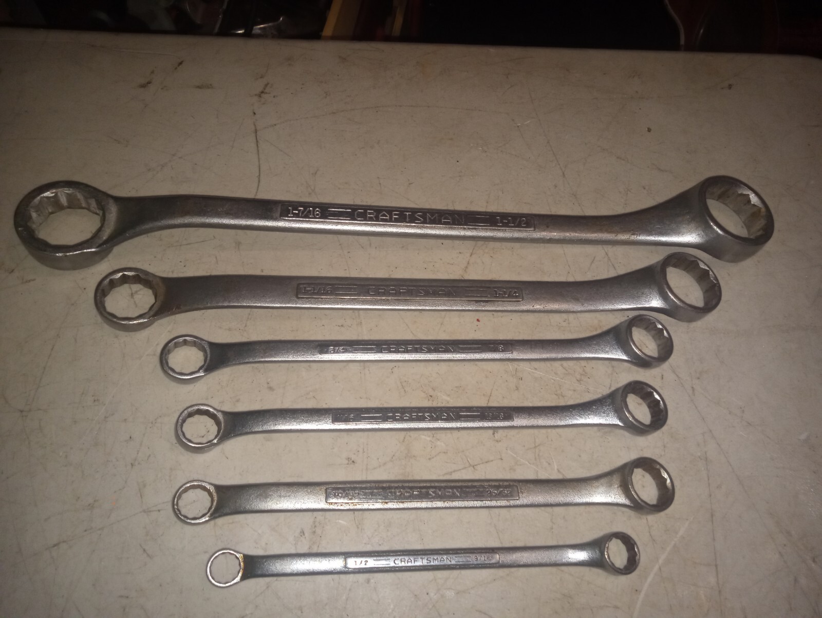 (6) Craftsman Double Box End Wrenches SAE 1 1/2" 1/2" Offset =V= SET