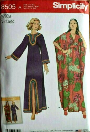 SIMPLICITY PATTERN 8505 CAFTANS RETRO 70S MISSES SIZES SM MED LRG UNCUT NEW