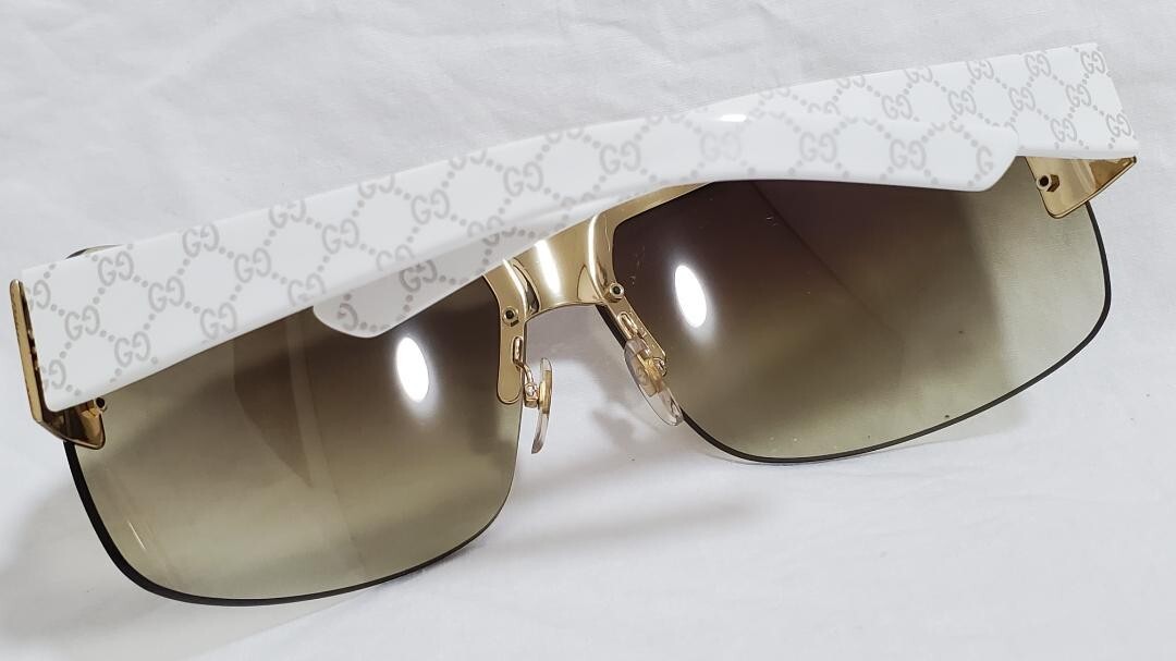 GUCCI サングラス Genuine Gucci Studded Rock Taste Metal Frame Sunglasses Brown x