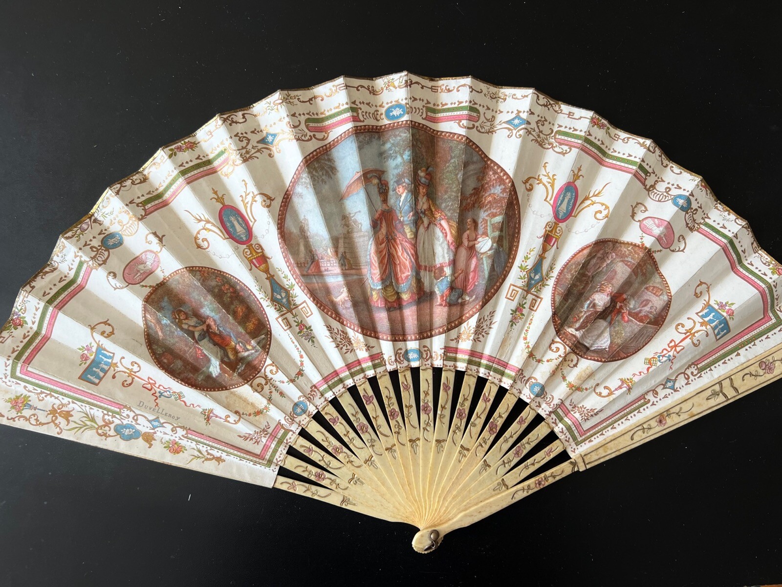 ANTIQUE FAN CIRCA 1800’s.LOVELY “ HOUSE OF DUVELLER… Gem