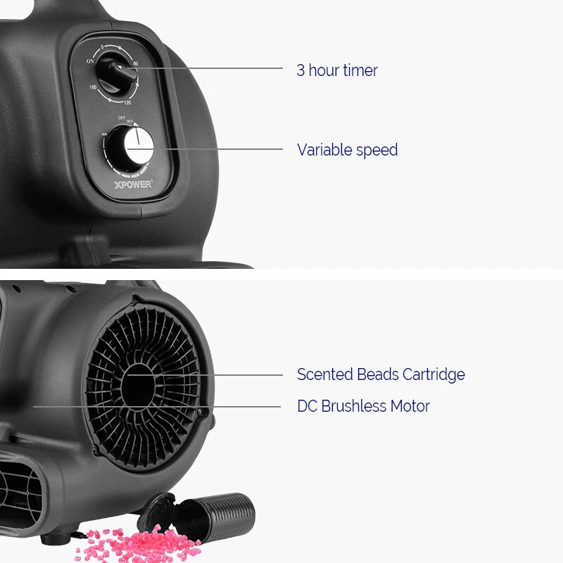 XPower P-250DT Air Mover Fan Dryer Blower Timer Slipper-Getriebe mit Gelperlen - Bild 3 von 4