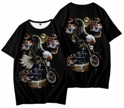 Motorrad Adler eagle 3D Streetwear T-Shirt Shirt Kostüme Polyester Schwarz Neu
