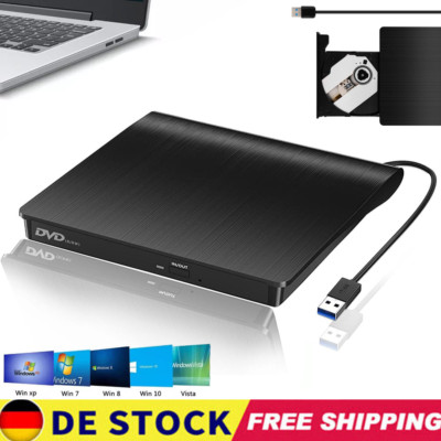 Externe DVD Laufwerk USB 3.0 Brenner Slim CD DVD-RW Brenner Reader für PC Laptop