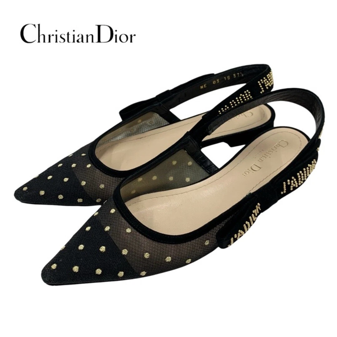Chaussures escarpins Christian Dior noir maille dorée daim femme pointure 37,5 occasion