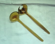 Salatbesteck klein DERUTA, aus braunem Horn, 18 cm lang