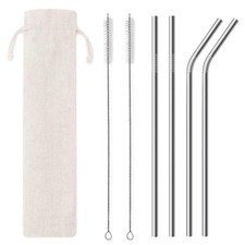 Trinkhalme Edelstahl 4er Set + Reinigungsbür...
