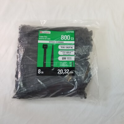 Utilitech 8-in Nylon Zip Ties Black with Uv Protection (800-Pack) Outdoor, 75lb