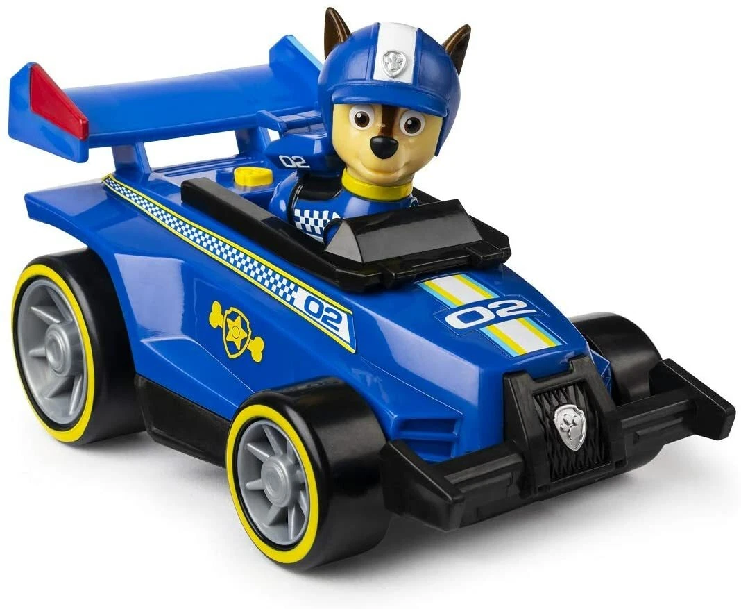 PAW PATROL, Ready, Race, Chase Race & Go Deluxe Vehicle w/ Sound- Blue