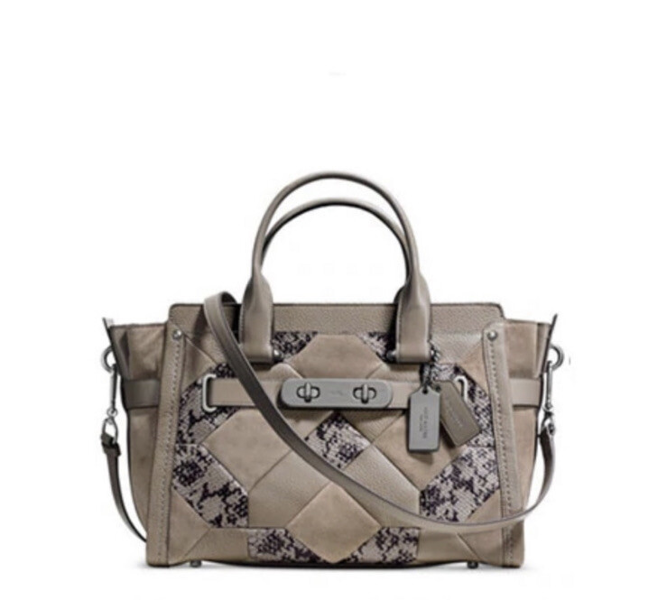 Retired Coach Purse Swagger In Patchwork Exotic Embossed Leather