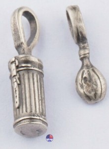 Canteen Flask Bottle German box gas mask Soldiers pendant 925 Sterling silver