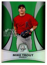Mike Trout 2010 Bowman Platinum Prospects Green Refractor Rookie Card RC 291/499