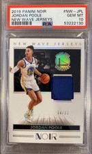 🔥2019 Noir Jordan Poole /99 New Wave PSA 10 Gem Mint 💎Game Worn Jersey Pop 1📈