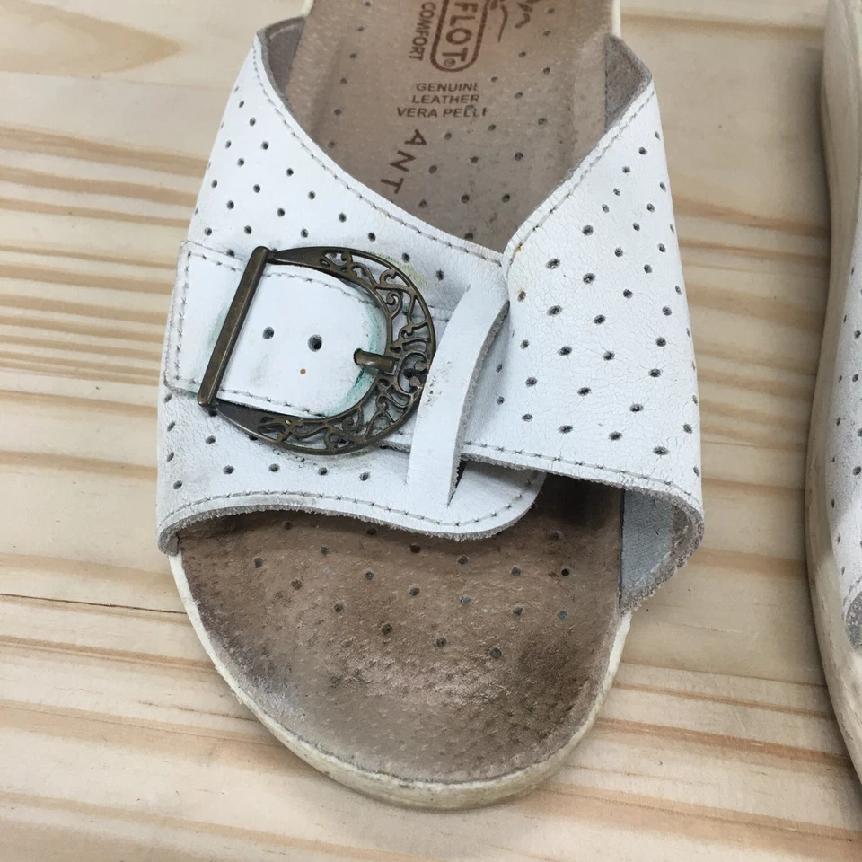 Sandalias Fly Flot para mujer 35 informales sin cordones hebilla cuña deslizable cuero blanco Italia Foto 4 de 4