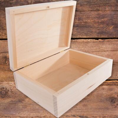 Rechteckige Holzkiste mit Deckel & Bolzenverschluss| 20 x 15 x 6,5 cm|einfache Linde