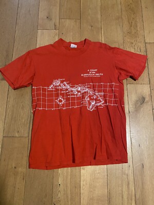 Hawaii Islands Stedman Shirt Red Mens Large Single Stitch 42-44 Hawaiian