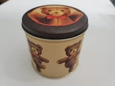 Vintage 1983 Tin Bristol Ware Teddy Bear Brown USA Chein Industries