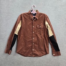 Tommy Hilfiger Men Button Up Shirt XL Brown Slim Fit Long Sleeve Cotton Logo