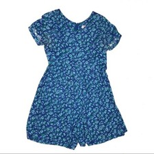Vintage Fads Floral Romper Short Sleeve Blue 8