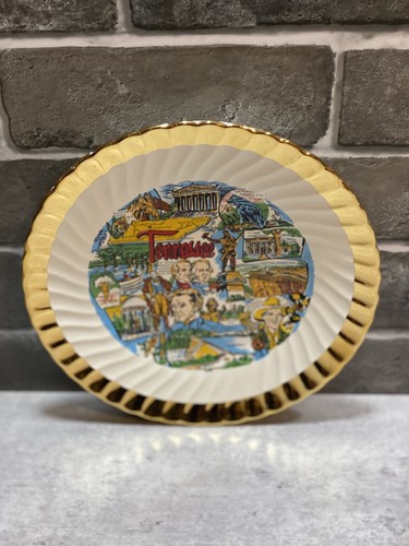 vintage tennessee souvenir plate gold swival rimmed - Picture 10 of 12