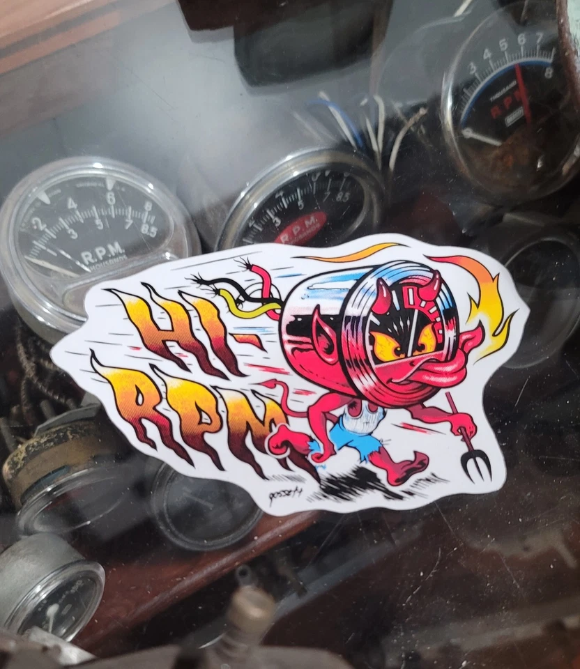 vtg style Hot Rod TACH Sticker Drag Racing Decal Kustom Kulture Tachometer Gauge - Image 4 of 4