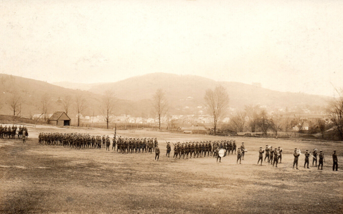 WWI Army Band Marching Real Photo Postcard