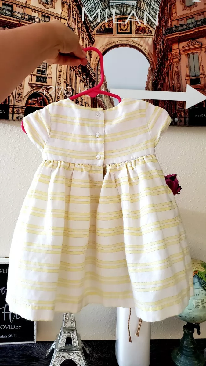 Cute Janie and Jack Dress Baby Girl 12 18 months Gold Light Yellow A line  Lined