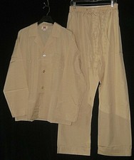 NEW VINTAGE MENS D XL PAJAMAS SATEEN PERM PRESS SLEEPWEAR LOUNGE PANTS L/S SHIRT