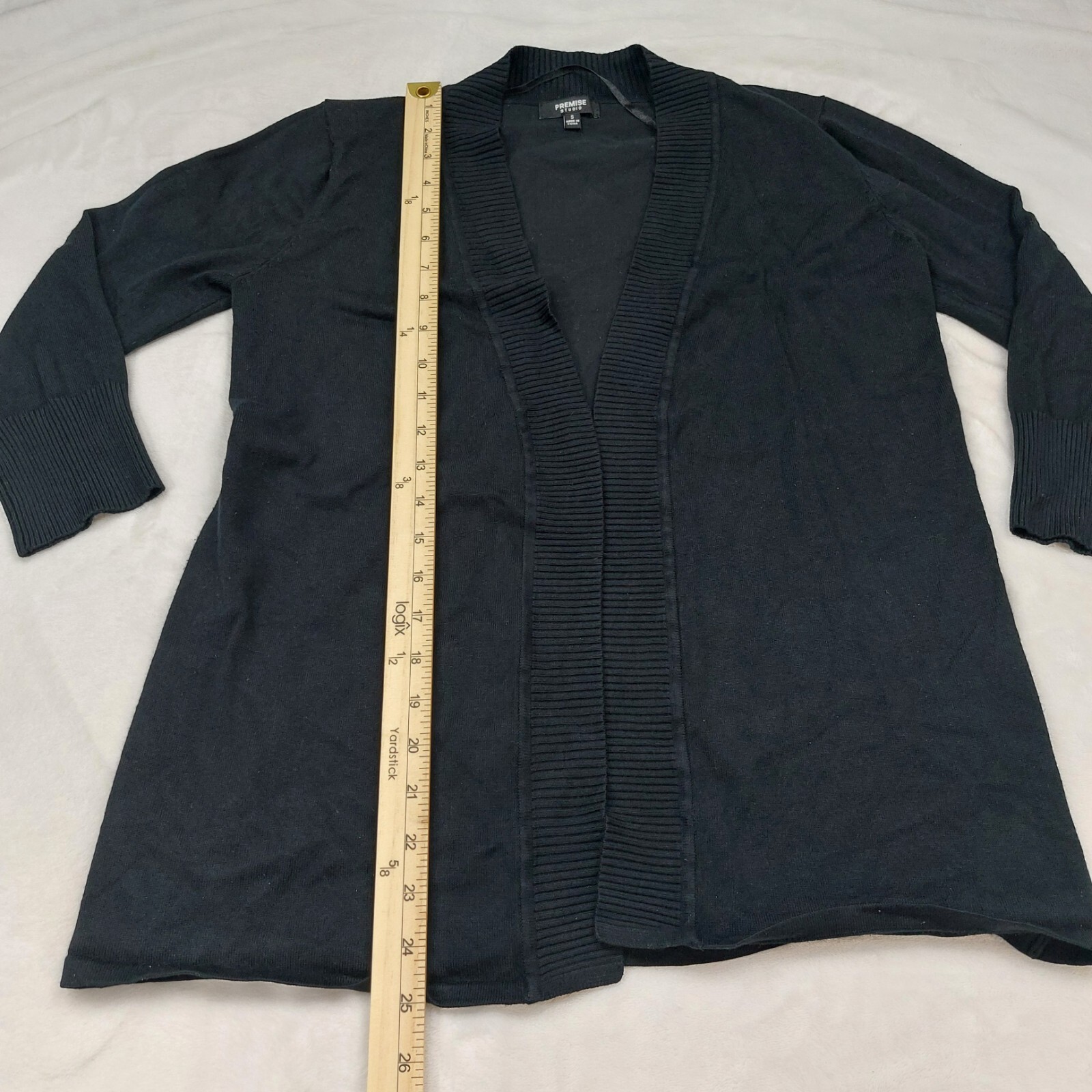 PREMISE STUDIO WOMEN'S SOLID BLACK OPEN FRONT KNI… - image 7