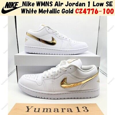 Nike WMNS Air Jordan 1 Low SE White Metallic Gold CZ4776-100 Nike WMNS Air Jordan 1 Low SE White Metallic Gold CZ4776-100