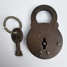 Antique Yale & Towne Co. Pancake Padlock Lock & KEY Made In USA 9465 Vintage