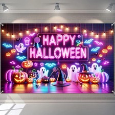 Halloween Ghost Pumpkin Banner 71x43 in Spooky Party Decor Halloween Backdrop an