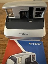 Polaroid One600 Instant Film Camera Silver/Black Built-in Flash Untested