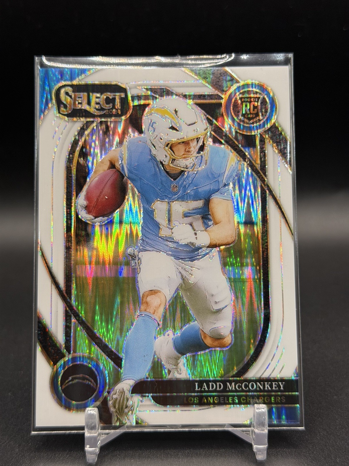 2024 Panini Select Ladd McConkey White Shock Prizm 082/199 - Club Level Rookie