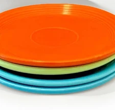 Fiesta Ware VTG Genuine HLO Saucer Set 4 USA Red Green Blue Retro Set Kitsch 6"