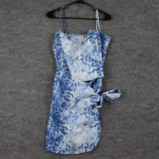 Reformation Dress 12 Marseilles Shibori Linen Wrap Mini Blue Romantic Sexy Chic