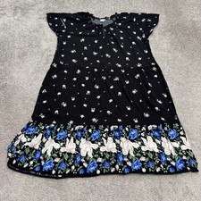 Old Navy SS Seamed High Floral Tiered Ruffle Mini Shift Dress Womens XL Black