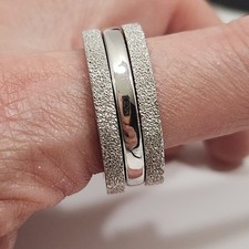 Sterling Silver Triple Stacking Bands Textured Smooth Size 10.5