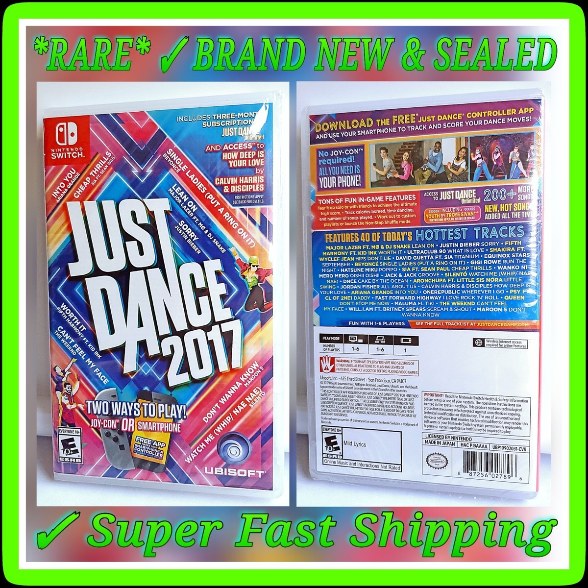 🔥🪩🔥 *VERY RARE* Just Dance 2017 Nintendo Switch 🆕 BRAND NEW