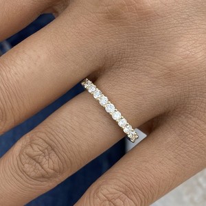 1.5ct Round Band Ring Yellow Gold 14K Labcreated Diamond F/VS